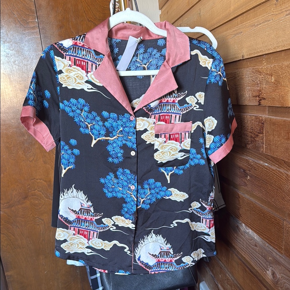 Stylish Black and Pink Button Down Shirt